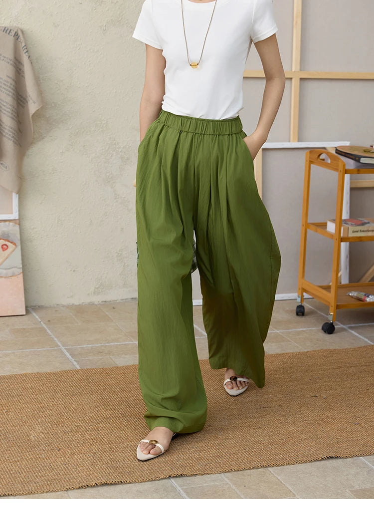 MISHOW Office Lady Summer Pants Women New 2025 Solid Loose High Waist Elastic Wide Cool Wide Leg Pant Female Slimming MXE31K0920