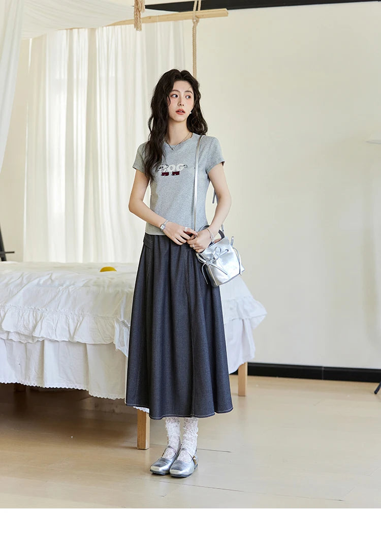 Mishow Cartoon Print Round Neck Tee MXE13T0495