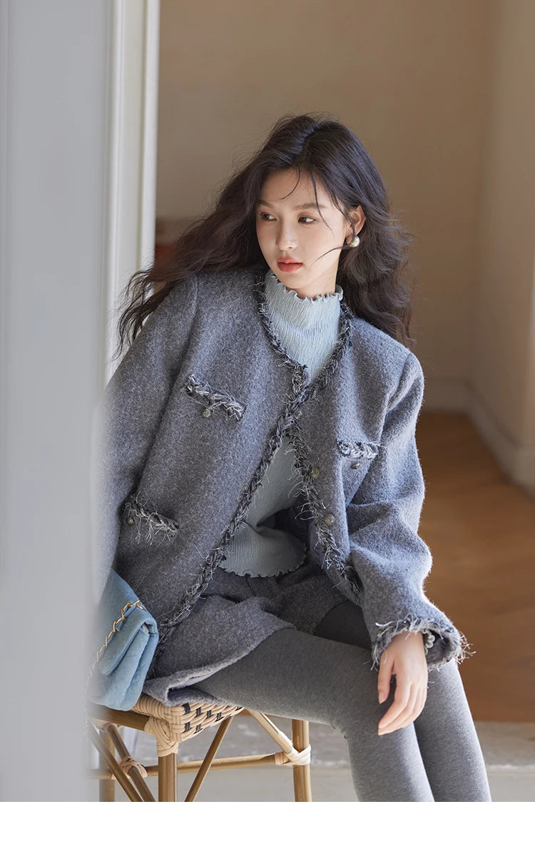 MISHOW Plaid Tweed Jackets Shorts Separately Women Korean Luxruy Gentle Single Breasted Jacket Solid Short Pants MXD35W0489