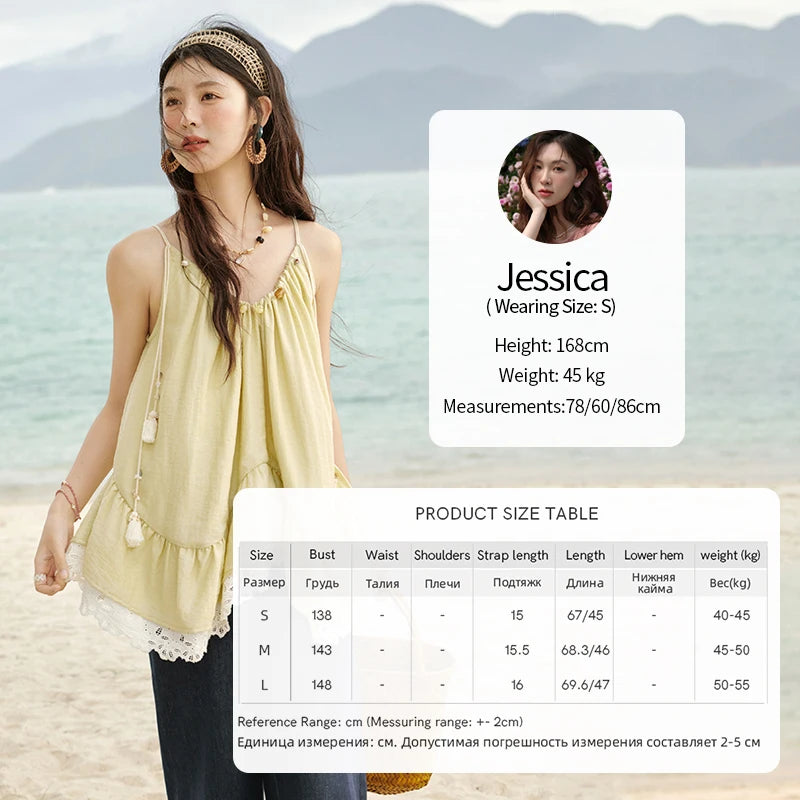 MISHOW French Summer Camisole for Women 2025 Sweet Lace Hollow Flower Sleeveless Tops Female New Fashion Holiday Top MXE33X1758