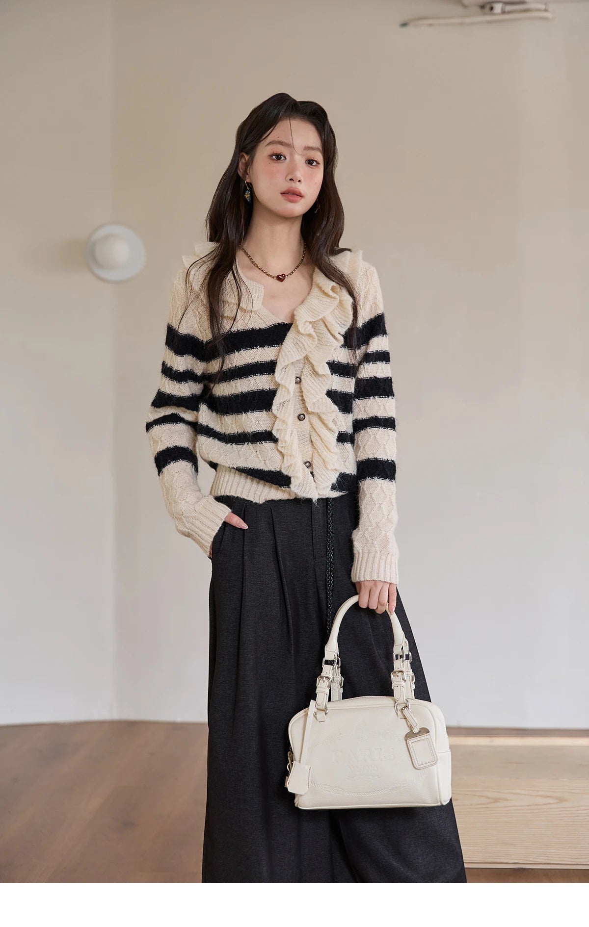 MISHOW Women's Trousers 2025 Autumn Winter Lace-up Gray Wide-leg Pants High Waist Slim Commuting Casual Pants Women MXE51K1106