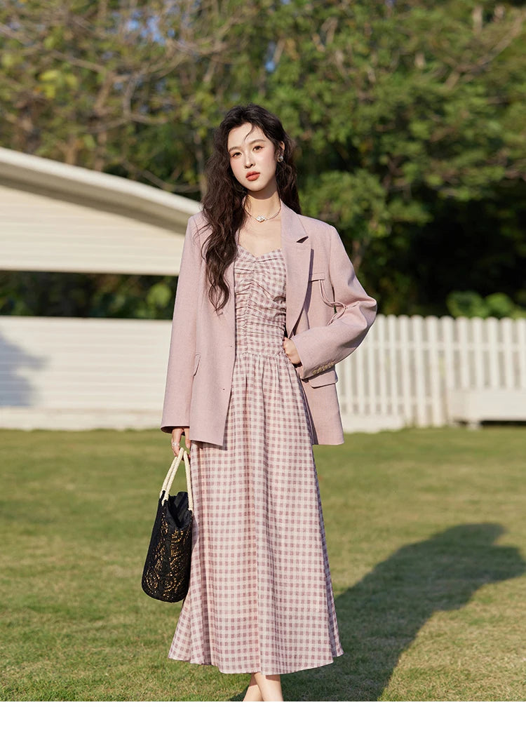 MISHOW Blazers for Women Spring 2025 Shoulder Pads Back Hem Slit Bow Coat Temperament Solid Single Breasted Blazer MXE13W0706