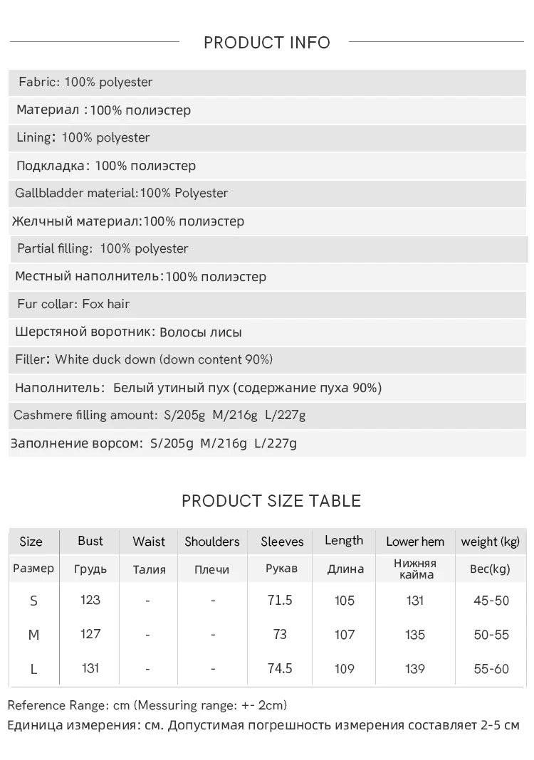 MISHOW Women's Long Down Coats 2025 Winter Fox Fur Collar 90% White Duck Down Down Jacket Warm Coat Large Pockets MXD112Y0070