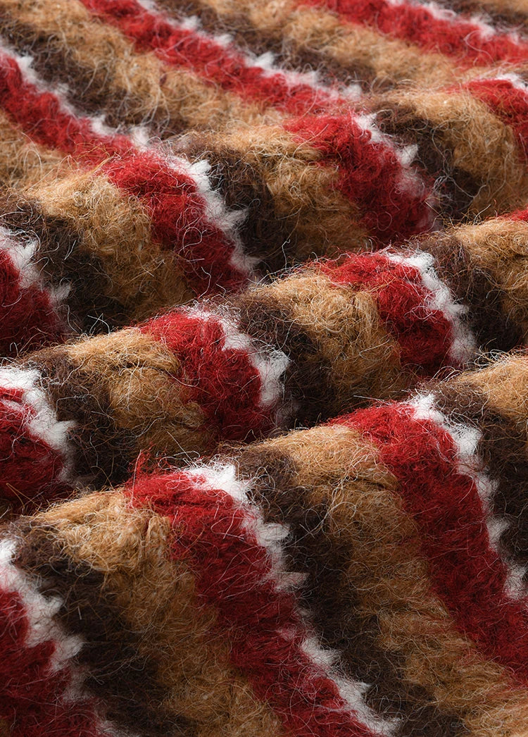 MISHOW Christmas Retro Striped Wool Blend Sweater Women Button Decoration Women Clothing Thick O-Neck Knitted Tops MXD59Z1060