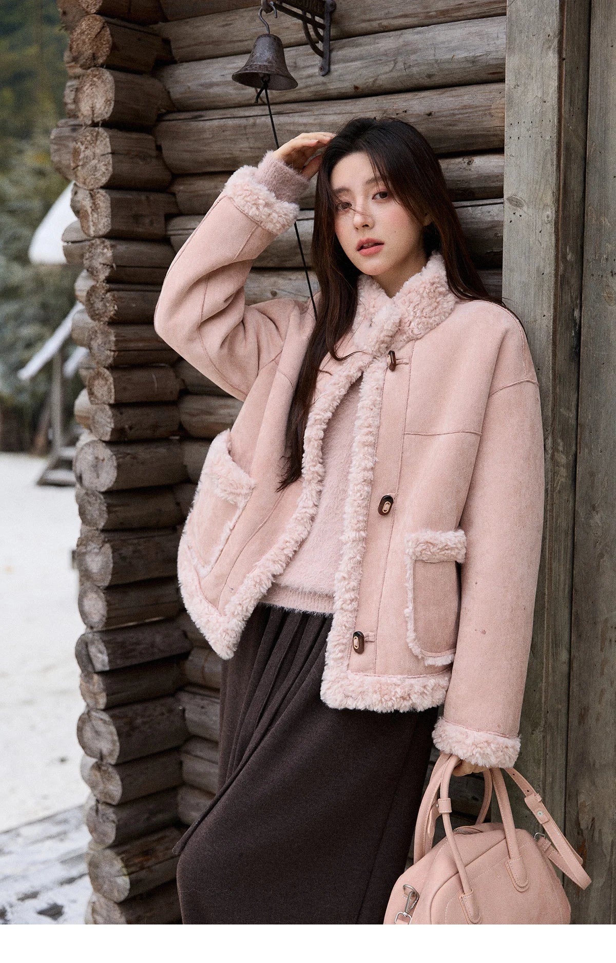 MISHOW Winter Jacket Women 2025 Elegant Luxury Suede Composite Fur Stand-up Collar Short Jacket Windproof Warm Coat MXE87W0941