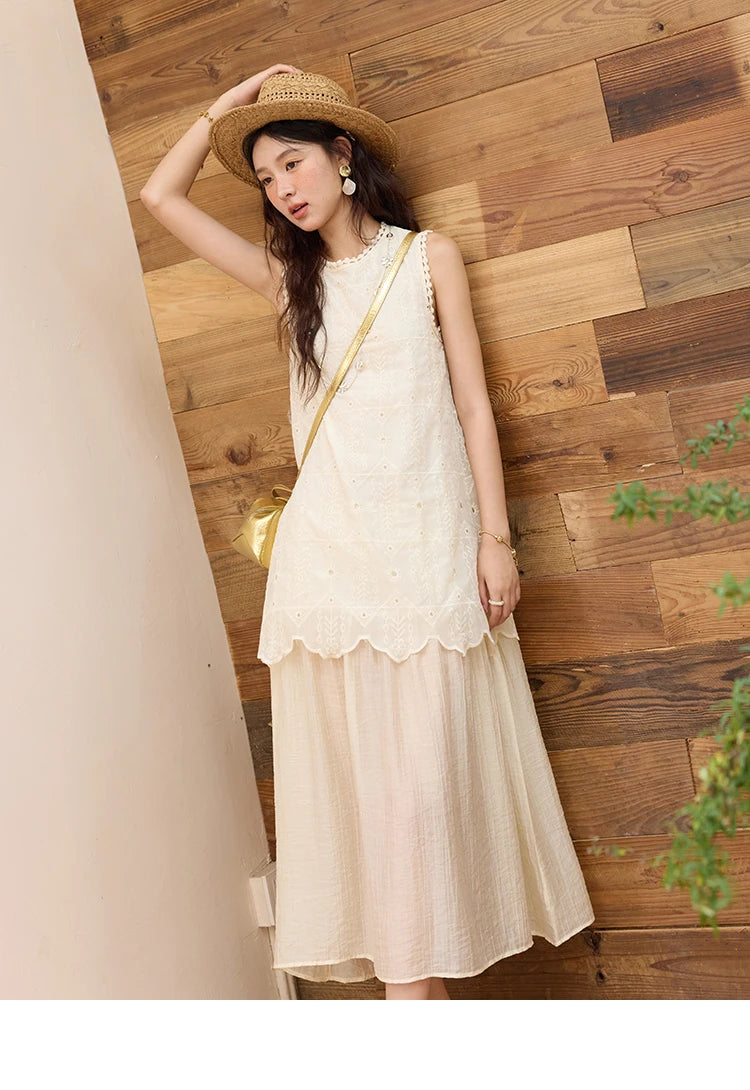 Mishow French Embroidery Fake Two-Piece Vest Dress MXE34L2311