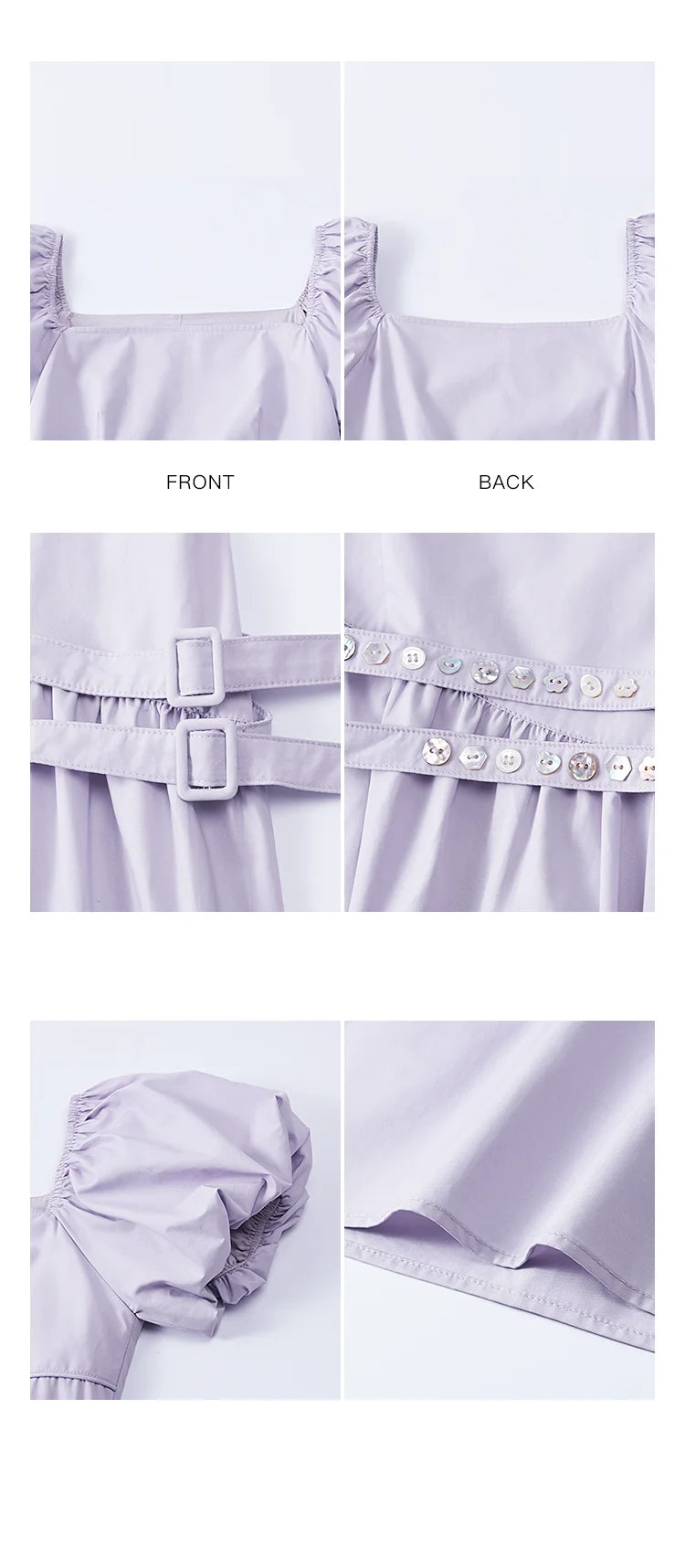 MISHOW French Purple Dresses Women Summer 2025 Solid Short Puff Sleeve Square Neck Slimming Dress Woman New Fashion MXE34L2222