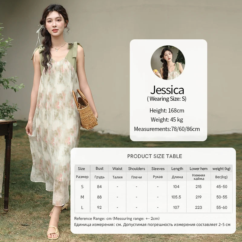 MISHOW French Lazy Suspender Floral Chiffon Dress 2024 Summer Fairy Seaside Vacation Dress V Neck A-LINE Dresses MXD28L1862