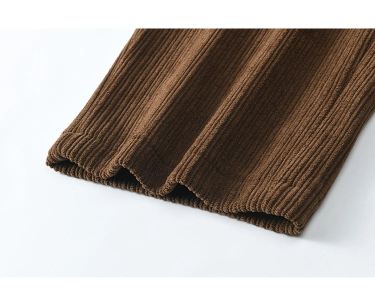 MISHOW Corduroy Pants High Waist Straight Pants Pocket Design Velvet Inside Comfortable Touch Slim Fit Office Lady MXD55K0813