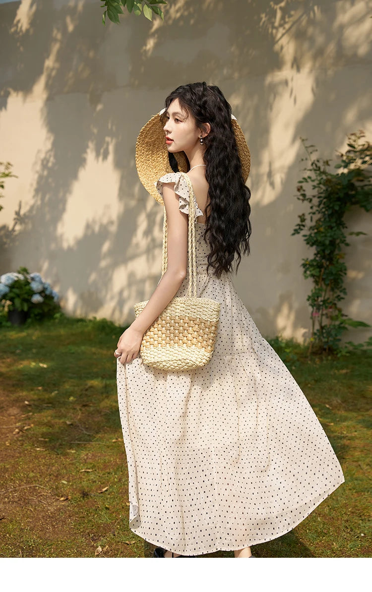 MISHOW Sexy Polka Dot Dresses for Women 2024 Summer New Flying Sleeve Long Fake Two Piece French Dress Woman Clothing MXD28L1902