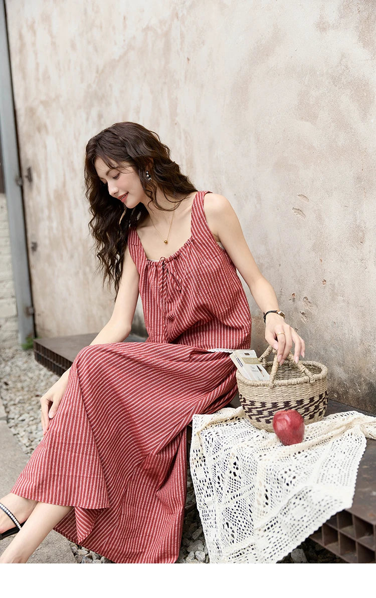 MISHOW French Red Stripe Tank Blouse Elastic Waist Skirt Separately Women 2024 Summer Slim Vacation Strap Waist Skirt MXD30X1631