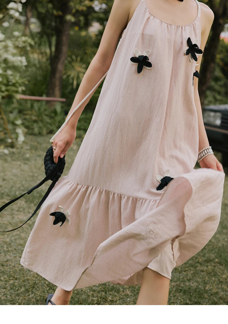 MISHOW Holiday Long Camisole Dress Women Summer 2025 Sleeveless Flower Pleated High Waist Dresses Woman New Fashion MXE31L2191