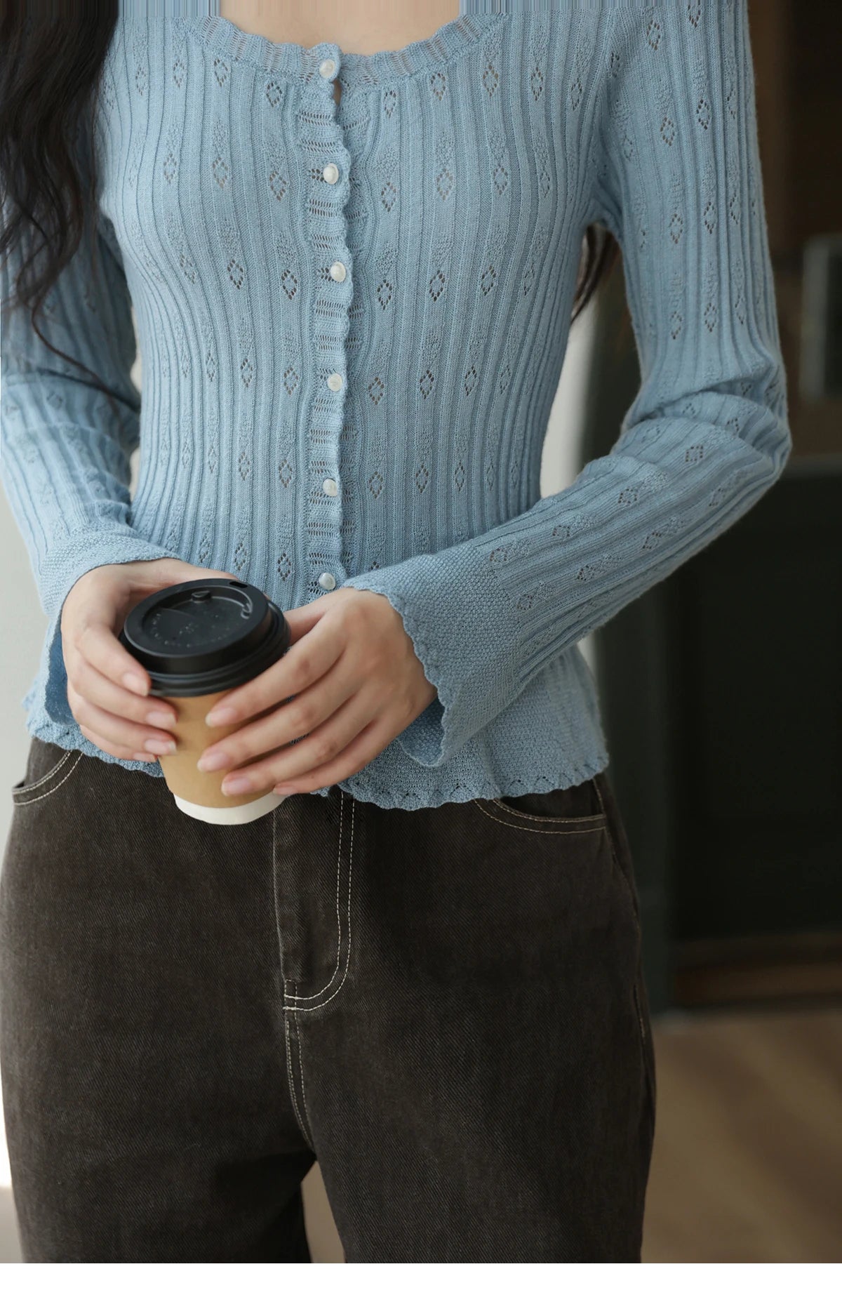 MISHOW Pit Stripe Thin Knitted Sweater for Women Autumn 2025 French Retro Round Neck Cardigan Temperament Casual Top MXE42Z1374