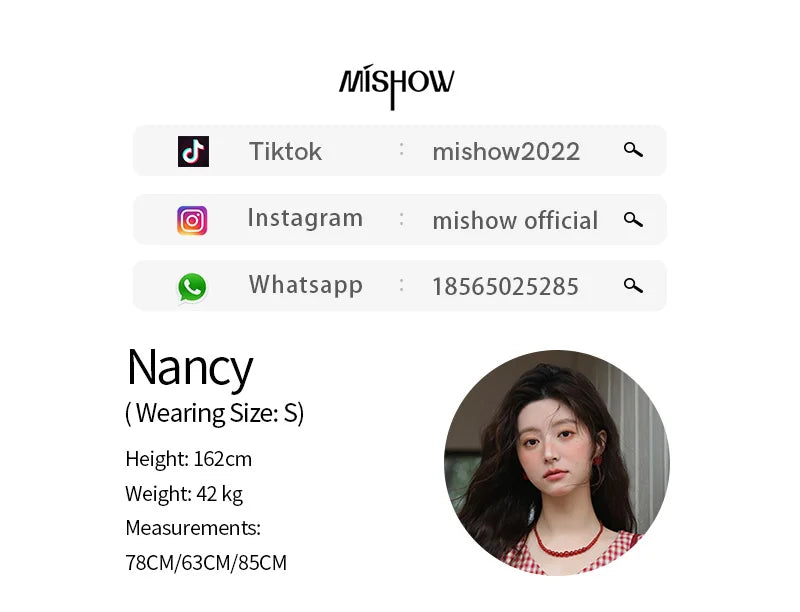 MISHOW Women's Fashion V-neck Shirt 2025 Summer New Plaid Ladies Red Button Shirt Casual Retro Top Female Clothing MXE37X1921