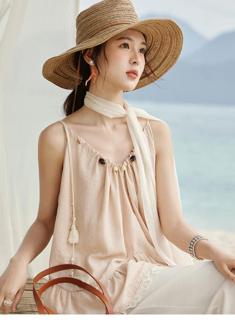 MISHOW French Summer Camisole for Women 2025 Sweet Lace Hollow Flower Sleeveless Tops Female New Fashion Holiday Top MXE33X1758