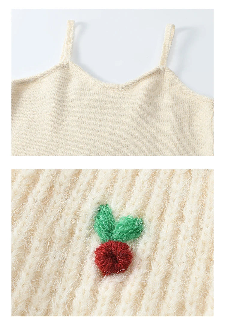 MISHOW Christmas New Year Ruffle Strap Dress Pom-Pom Lace-up Knitted Cardigan Sepertely 2024 Hem Fish Tail Dresses MXD59L2133