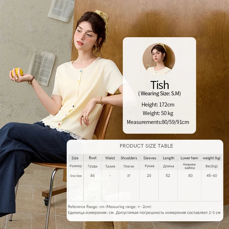 MISHOW Casual Summer Cardigan Women 2025 Short Sleeve Round Neck Solid Thin Knitted Pullovers Female Slimming Tops MXE34Z1268