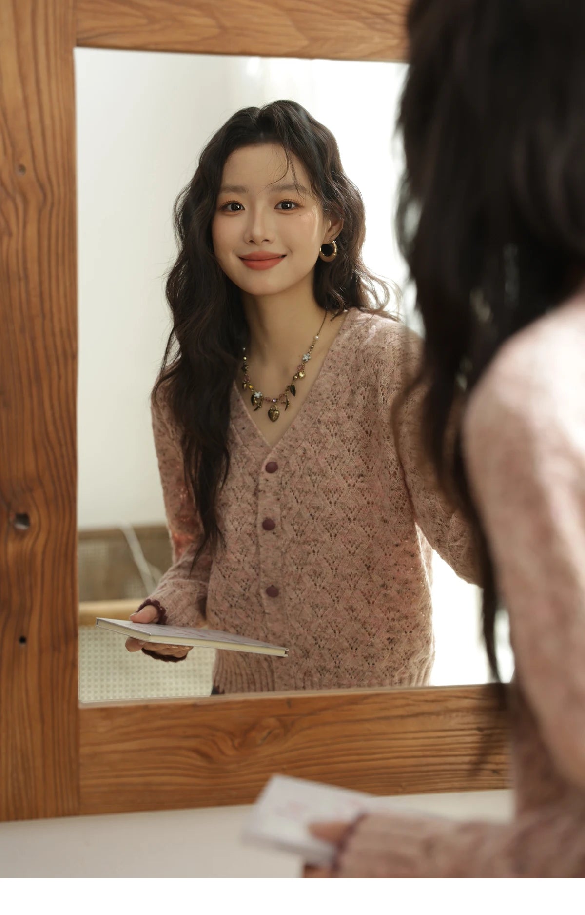 MISHOW Colorful Dot Wool Knitted Cardigan 2025 Autumn Hem Cuffs Shell Embroidery Tops Hollow Argyle Pattern Sweater MXE44Z1364