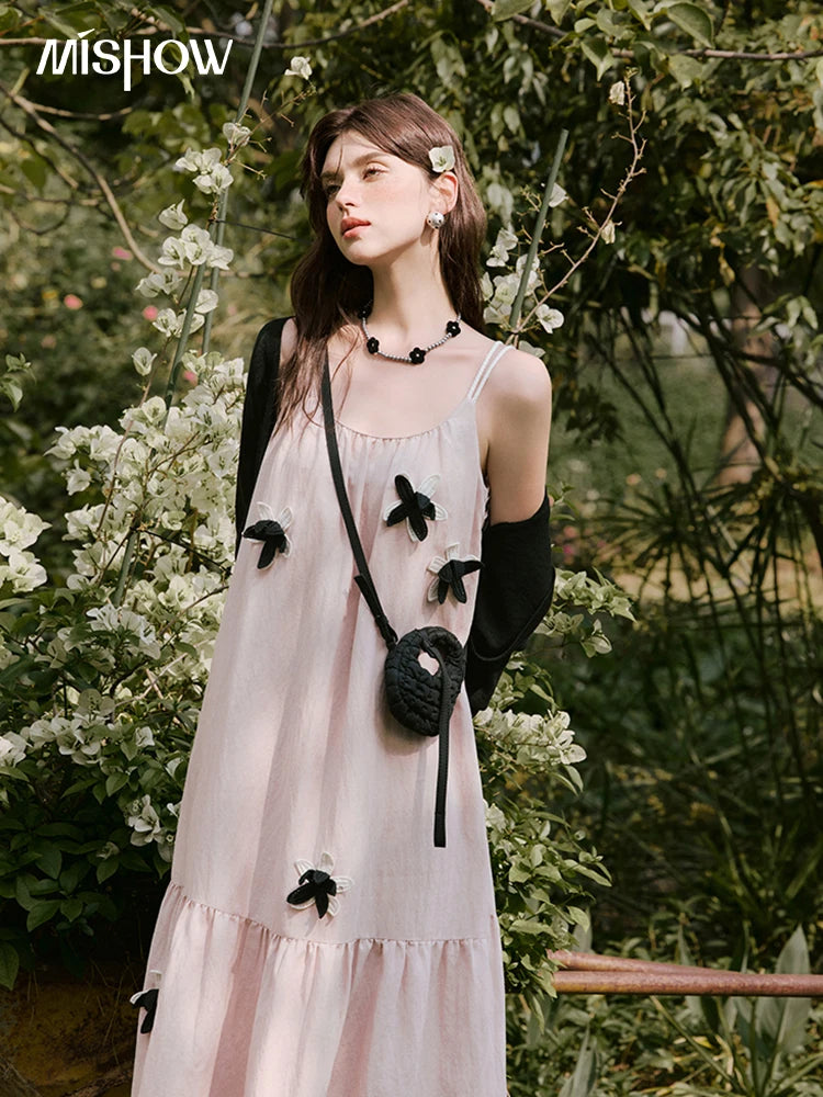 MISHOW Holiday Long Camisole Dress Women Summer 2025 Sleeveless Flower Pleated High Waist Dresses Woman New Fashion MXE31L2191