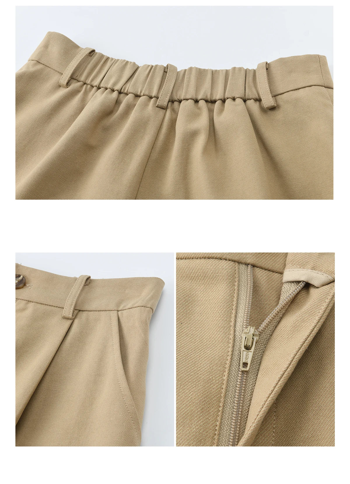 MISHOW Women's Khaki Wide Leg Shorts Spring High Waist Pleated Short Pants Back Elastic Waist Casual Loose Shorts MXF13K1202
