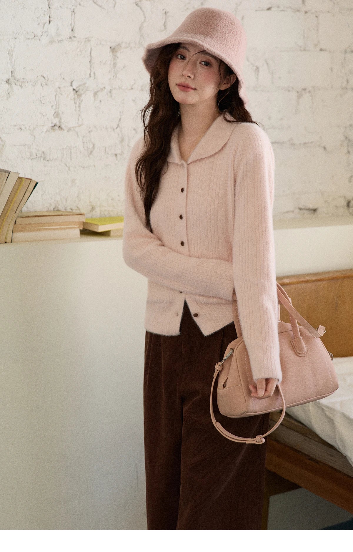 MISHOW Woman Yellow Cardigan 2025 Winter Imitation Mink Fur Knitted Cardigan Turn-down Collar Long Sleeves Soft Top MXE89Z2671