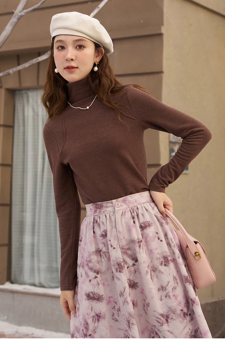 MISHOW Mock Neck Bottoming Shirt Long Sleeve Inner Tops for Women 2023 Autumn Winter New Fashion Warm Slim T-shirt MXC58Z0290