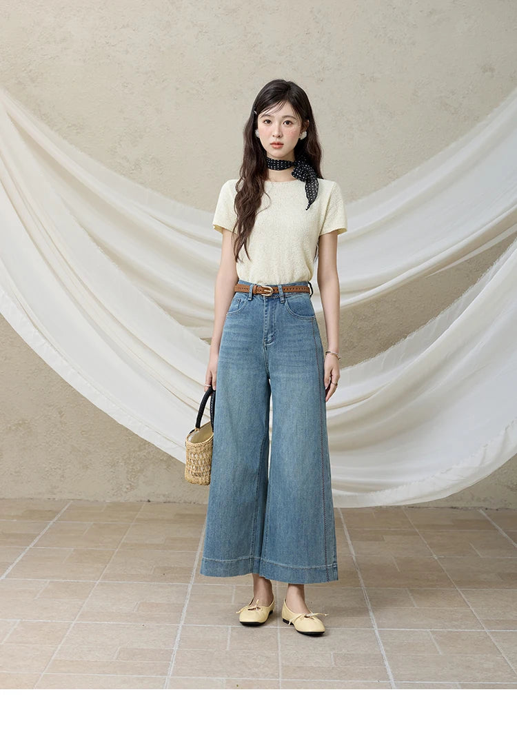 MISHOW Versatile Summer New Long Jeans Women 2025 Slimming High Waist Ankle-Length Wide Leg Pants Female Retro Thin MXE32K0919