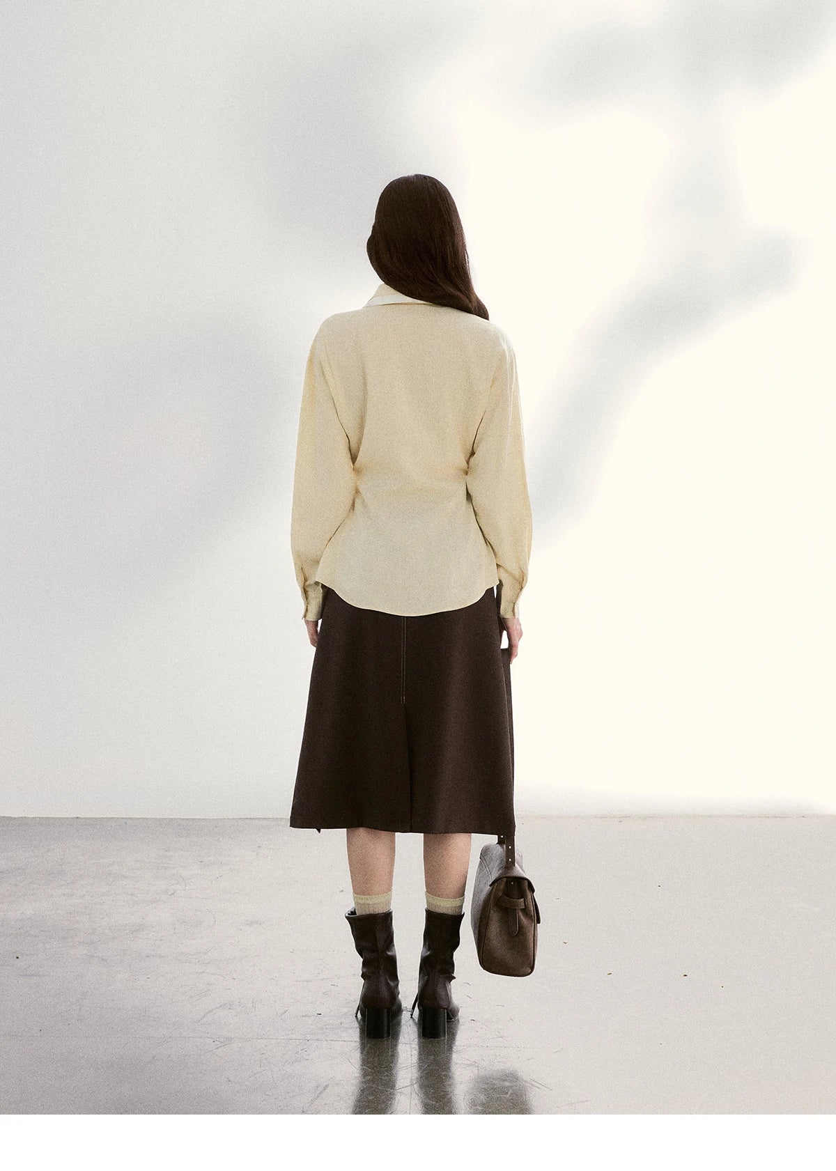 MISHOW Women's Contrast Trim Lapel Collar Shirts 2026 Spring Floral Embroidery Pocket Decor Button Waist Casual Shirt MXF13C2440