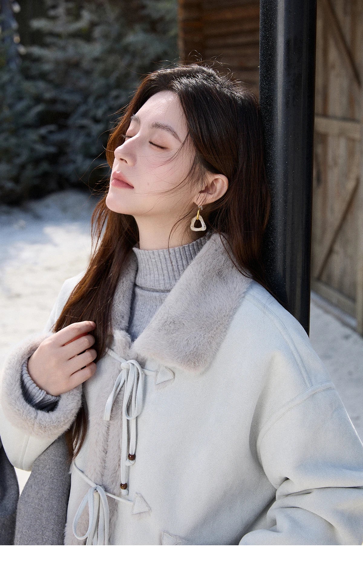 MISHOW Suede Imitation Mink Fur Coat Women Winter 2025 Retro Thick Plush Lace Up Coat Warm Lapel Jackets Office Lady MXE90W0921