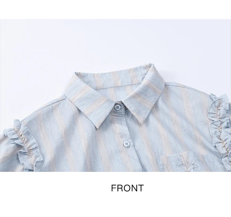 MISHOW Women's Short Sleeve Shirt 2025 Summer Ladies Turn-down Collar Button Shirt Casual Striped Top Female Clothing MXE38C2347