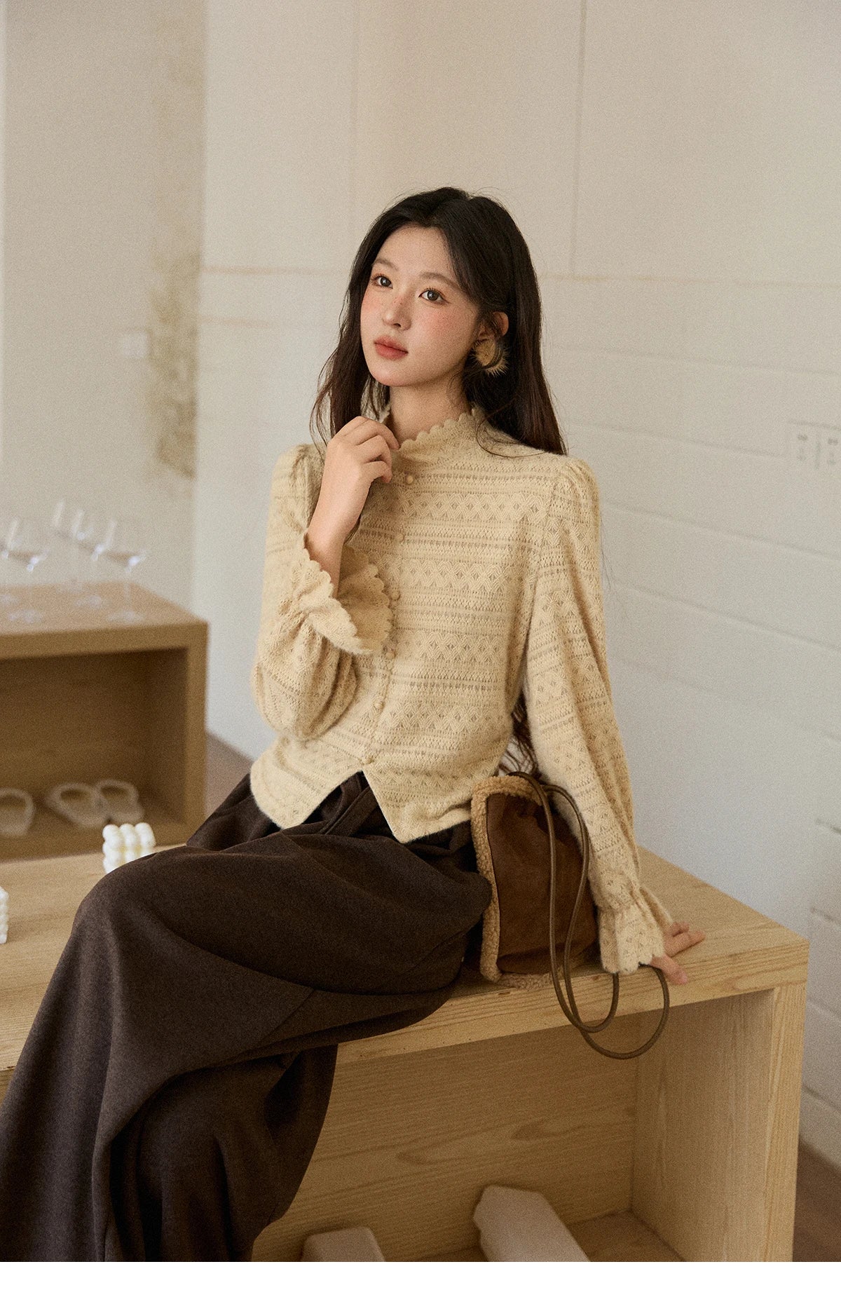 MISHOW Apricot Suede Jacket with Plush Collar Lapel for Women 2025 Winter Warm Overcoat Ladies Retro Thickening Coats MXE91W0987