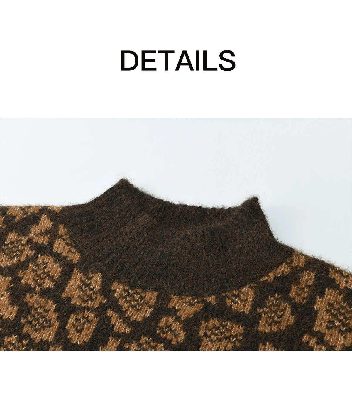 MISHOW Women's Color Block Geometric Leopard Jacquard Sweater Winter French Half Turtleneck Dropped Sleeve Knitwear MXE91Z2839