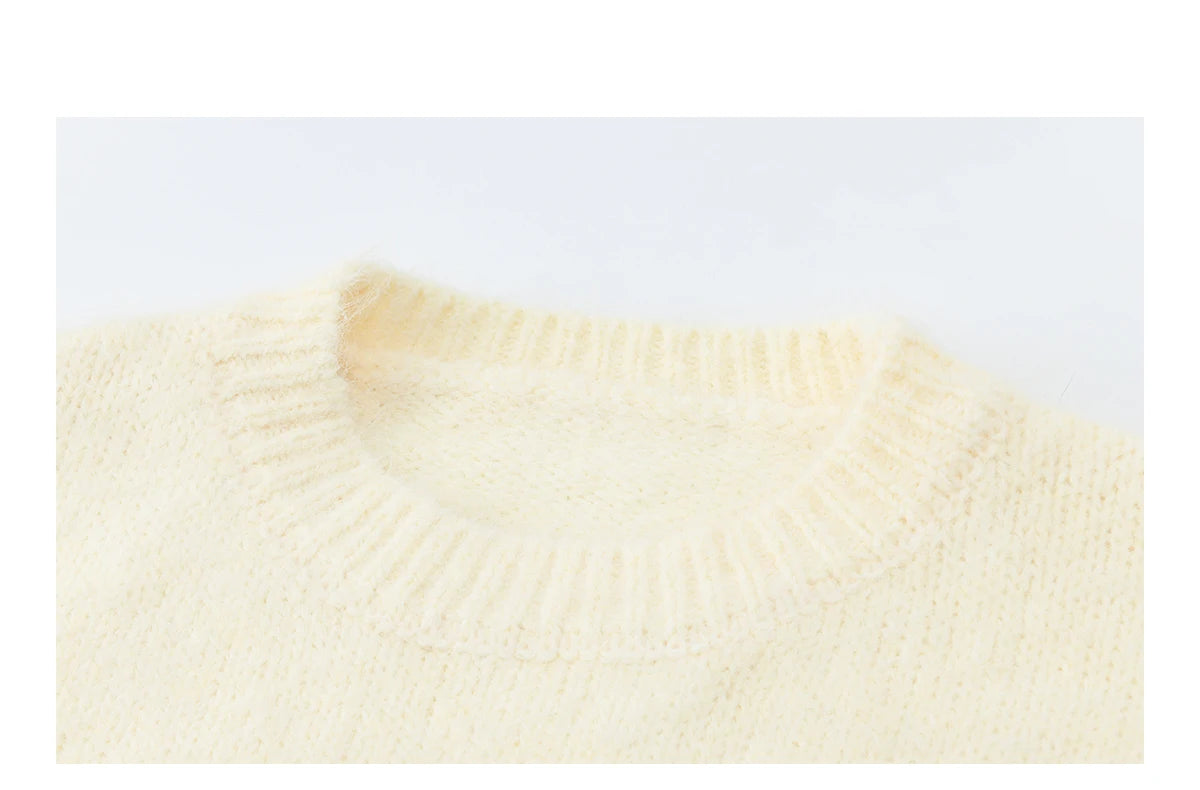 MISHOW Women's Solid Knitted Sweater 2025 Autumn Winter Dog Pattern Jacquard Crew Neck Fluffy Warm Loose Pullover Top MXE94Z2988