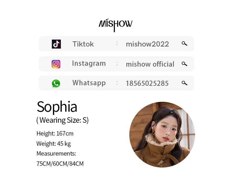 MISHOW Brown Suede Jacket for Women 2025 Winter New Detachable Fur Collar Coat commute Long Sleeve Zipper Jacket MXE51W0876