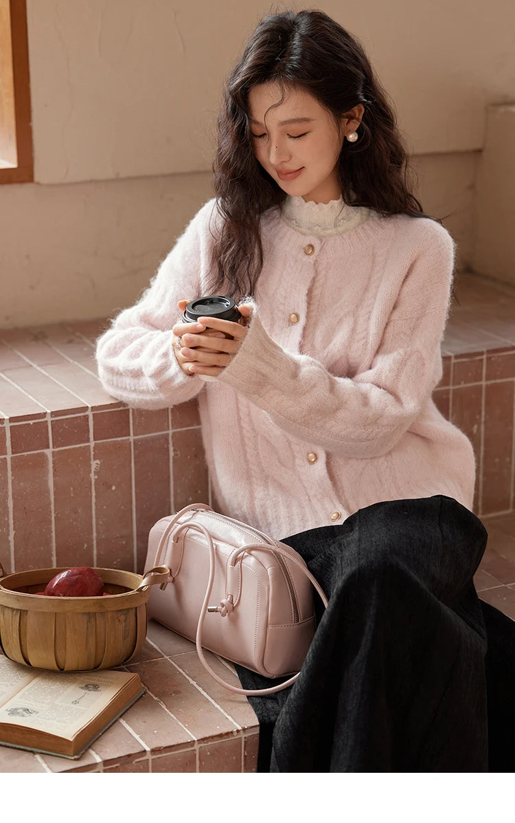 MISHOW Sweet Sweater Cardigan Women 2024 Autumn Winter French Gentle Slim Single Breasted O-Neck Wool Knitted Jacket MXD55Z1030