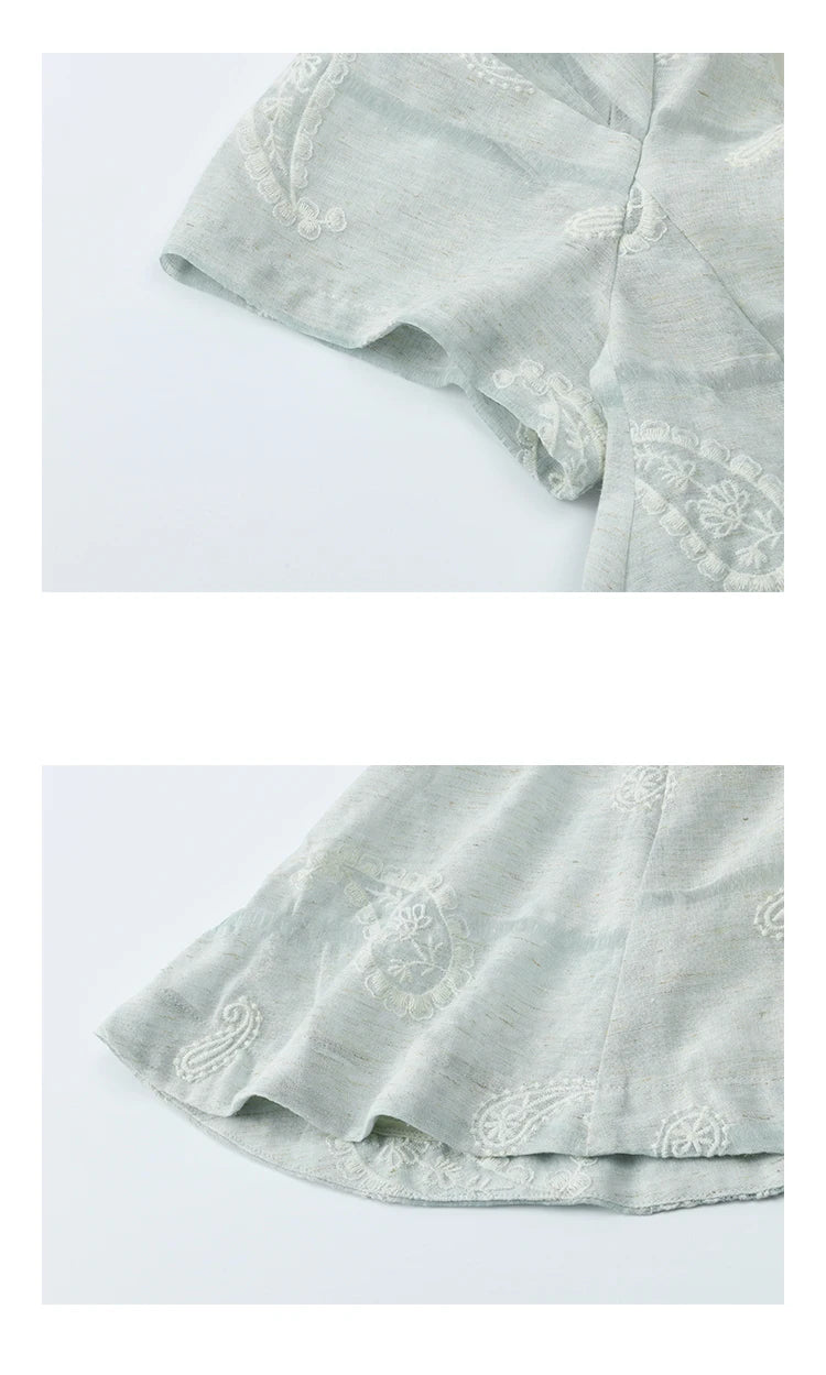 MISHOW O-Neck Blouse for Women 2025 Summer New Fashion Print Embroidery Puff Sleeve Loose Casual Top Ladies Clothing MXE34X1807