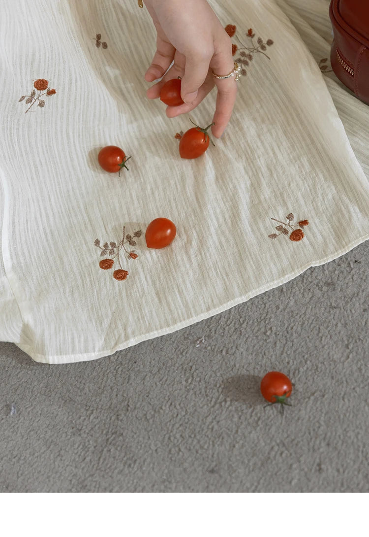 MISHOW Women's V-neck Chiffon Embroidery Dress 2025 Summer New Fashion Lace Splicing Print Dresses Women's Clothing MXE39L2382