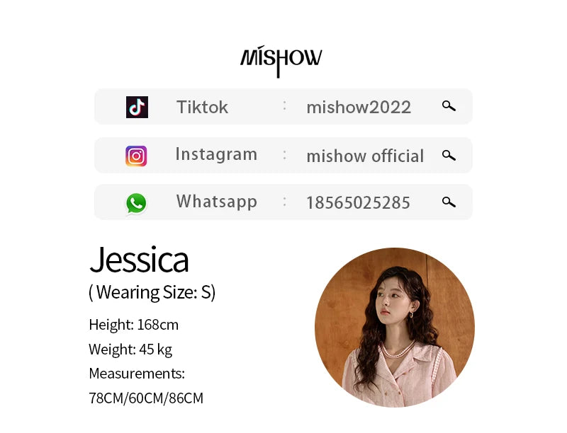 MISHOW Retro Pink Short Sleeved Shirt 2024 Summer V-neck Folded Ruffled Edge Top Elastic Cuffs Lapel Neck Blouses MXD29C0273