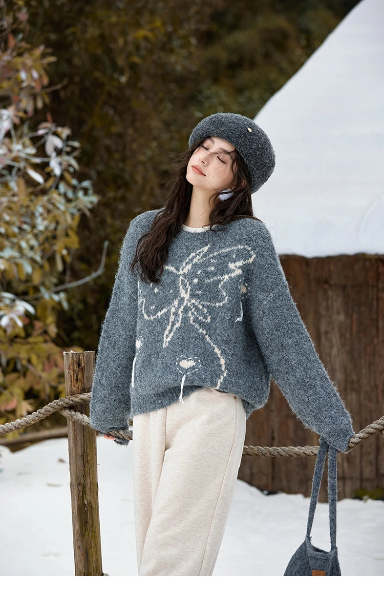 Mishow Butterfly Color Clash Wool Pullover MXD57Z1016