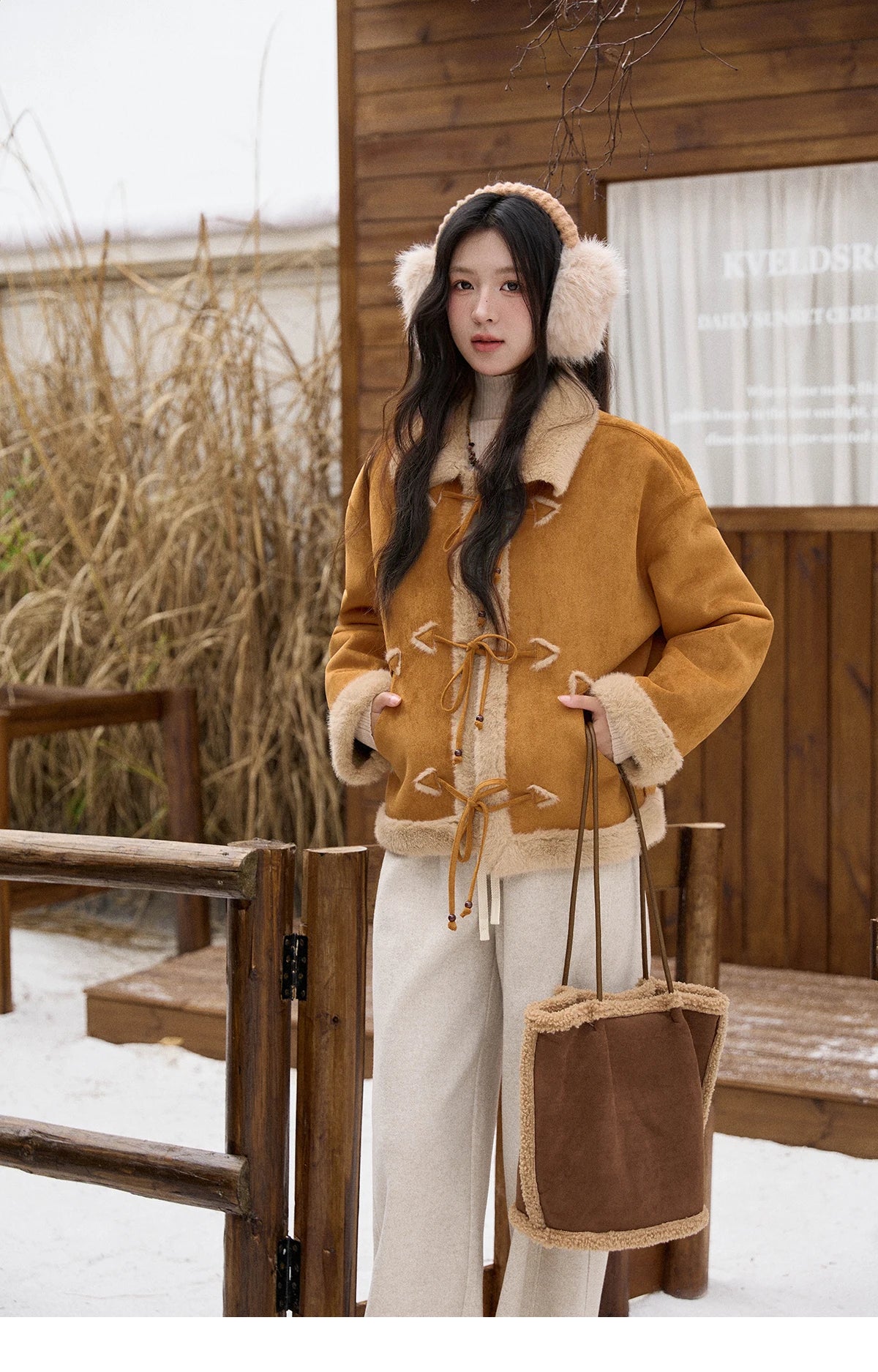 MISHOW Suede Imitation Mink Fur Coat Women Winter 2025 Retro Thick Plush Lace Up Coat Warm Lapel Jackets Office Lady MXE90W0921