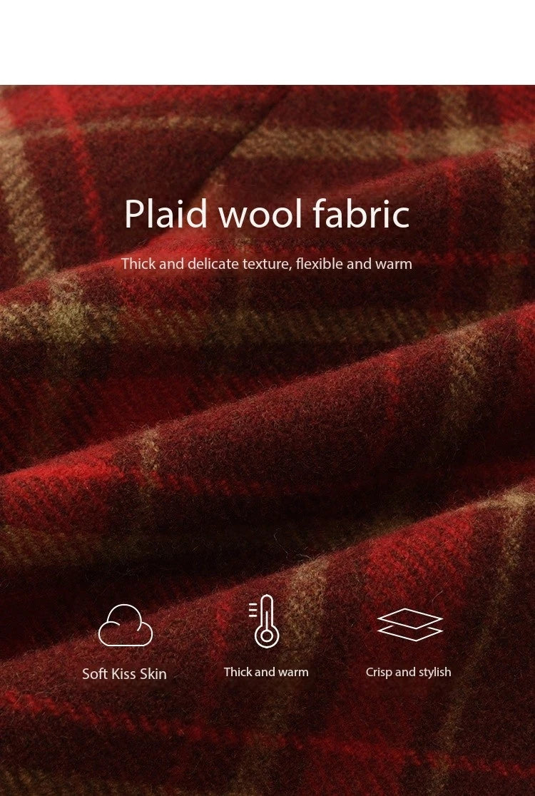 MISHOW Plaid Dress for Women Winter 2024 Contrasting Color Square Neck Plaid Dresses Woolen Sleeveless Vest Dress MXD58L2078