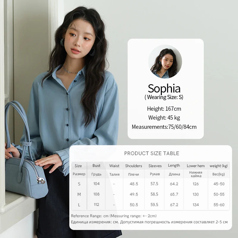 MISHOW Women's Shirts 2025 Autumn Color Blocking Buttons Pleated Cuffs Loose Top Female Solid Lapel Commuting Shirts MXE41C2352