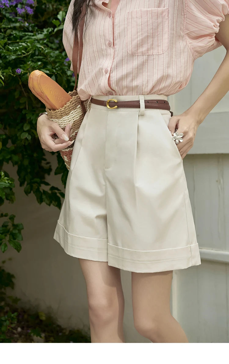 MISHOW Casual Solid Suit Short Pants for Women 2024 Summer High Waist Slim Straight Leg Pants Loose A-line Shorts MXD28K0647