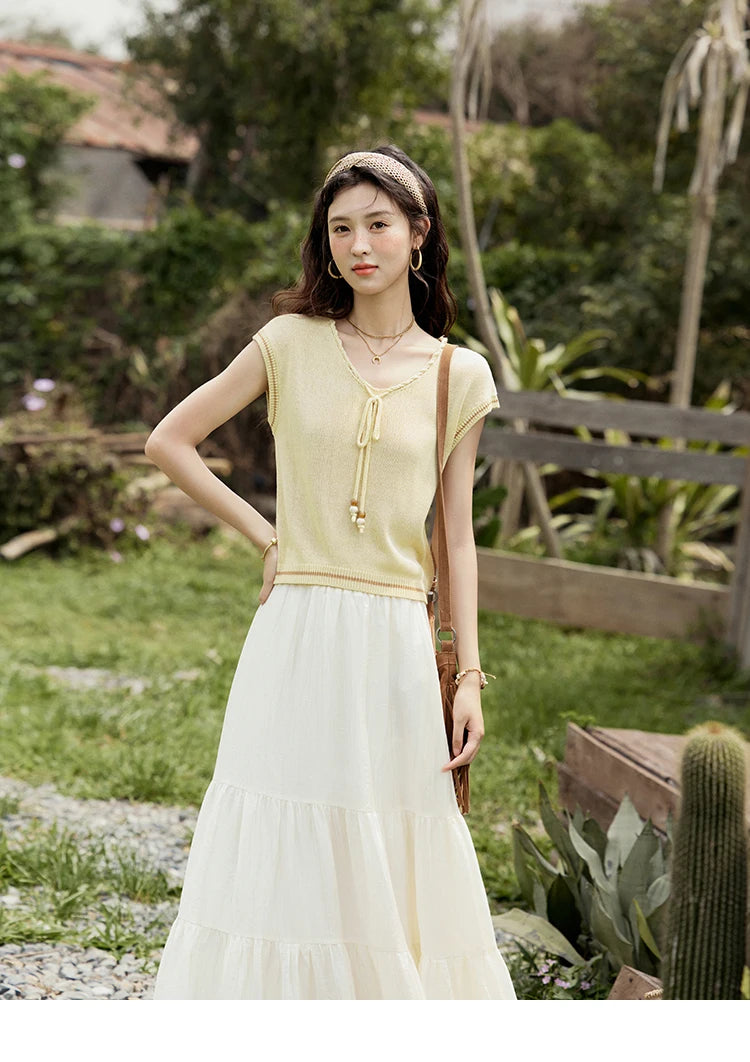 MISHOW Office Lady Summer Skirt Women New 2025 Solid Elastic Waist Shell Webbing A-line Skirts Woman Fashion Slimming MXE33B0708