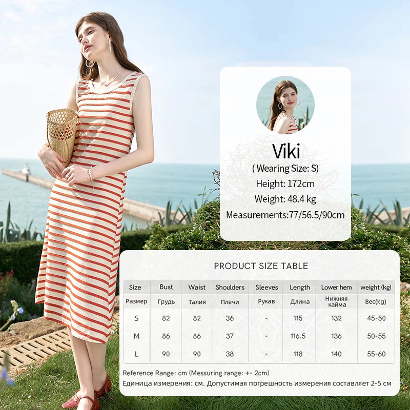 MISHOW Vacation Sleeveless Stripe Inner Tank Top Dress 2024 Summer Round Neck A-LINE Dress Casual Mid Length Dresses MXD26L1852