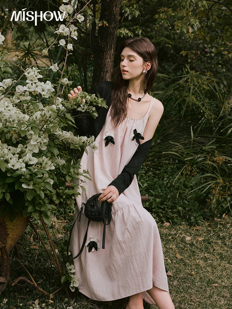 MISHOW Holiday Long Camisole Dress Women Summer 2025 Sleeveless Flower Pleated High Waist Dresses Woman New Fashion MXE31L2191
