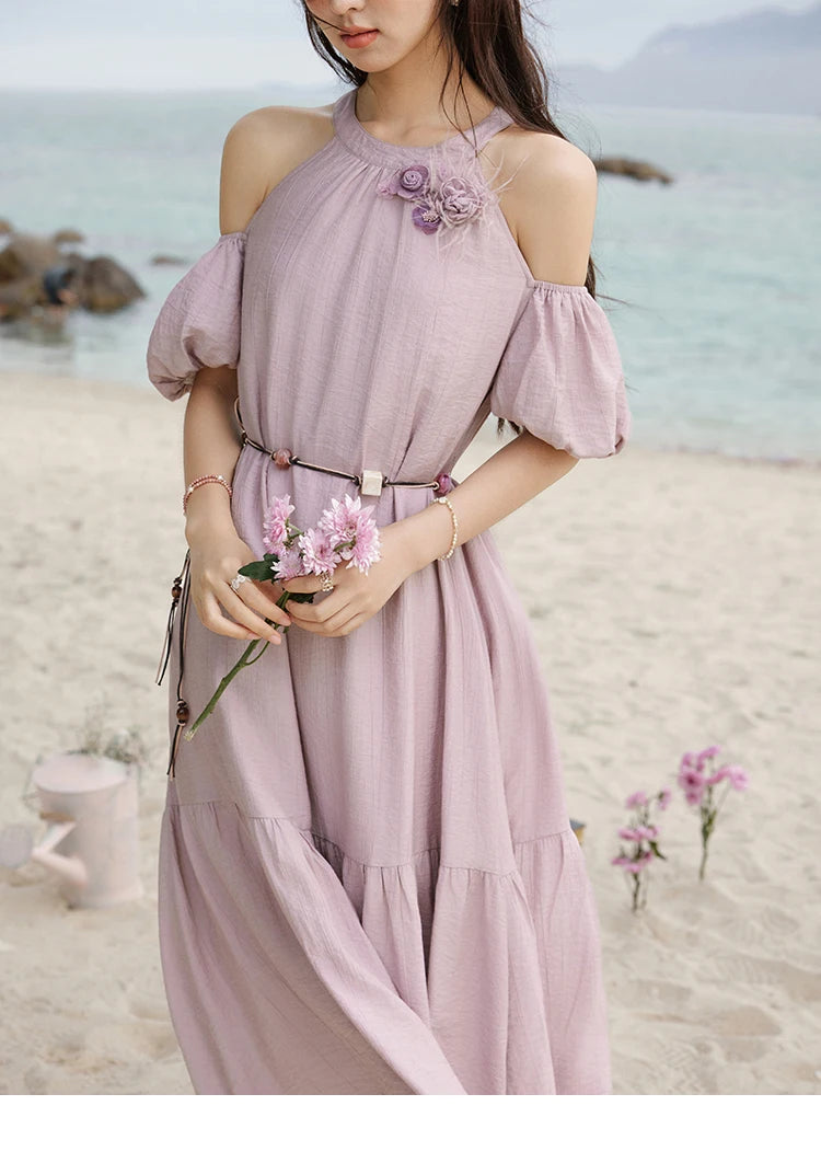MISHOW Korean Halter Neck Jacquard Dress MXE32L2182