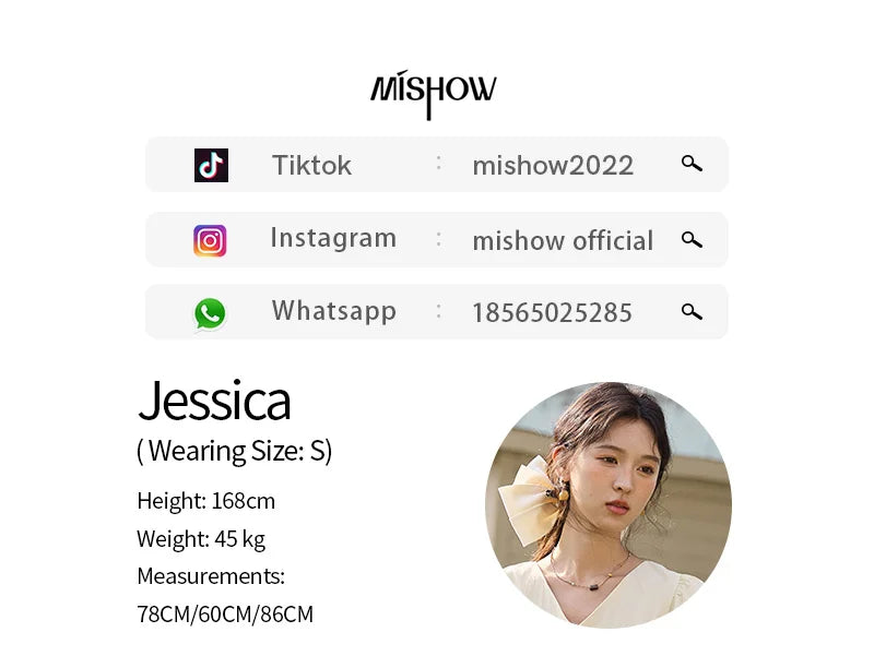 MISHOW French Summer Dresses Women 2025 New Short Puff Sleeve V-neck Solid Cotton Blended Dress Female Slimming MXE34L2288