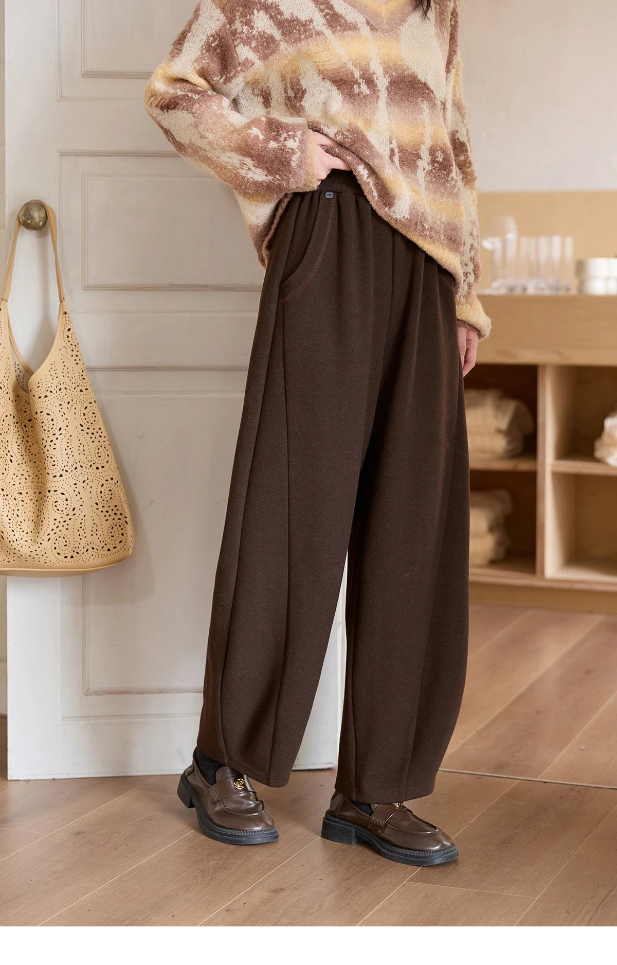 MISHOW Casual Pants for Women 2025 New Fashion Solid Loose Wide-leg Pants Commute Comfortable Women's Winter Pants MXE51K1093