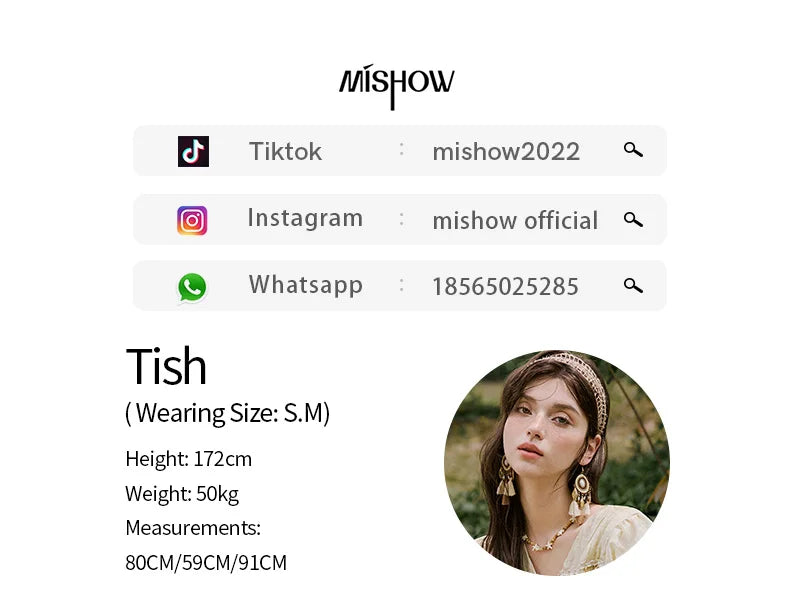 MISHOW Holiday Summer Dresses Women 2025 Solid V-neck Short Puff Sleeve Shell Ribbon High Waist Dress Woman Fashion MXE33L2193